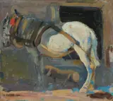 Marian Puffke, KOŃ, 1910, olej, tektura