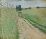 Franciszek Łubieński, WŚRÓD PÓL, 1913, olej, tektura