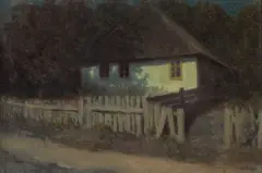Jan Ludwik Sobecki, CHATA O ZMROKU, 1923, olej, tektura