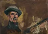 Julian Fałat, AUTOPORTRET Z DEDYKACJĄ, 1927, olej, płótno dublowane