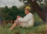 Kasper Zelechowski, ODPOCZYNEK POD DRZEWEM, 1926, olej, płótno naklejone na tekturę