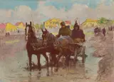 Zygmunt Rozwadowski, W DRODZE, olej, tektura