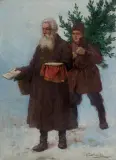 Adam Setkowicz, IDĄ ŚWIĘTA, olej, tektura