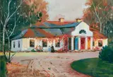 Bronisława Rychter-Janowska, DWOREK JESIENIĄ, olej, tektura