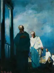 Bolesław Barbacki, NA RUINACH ANTYKU, olej, płótno
