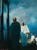 Bolesław Barbacki, NA RUINACH ANTYKU, olej, płótno