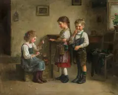 WAŻENIE WIŚNI by Edmund Adler, olej, płótno, offered Dec 2023
