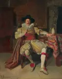 Bernard Louis Borione, PALĄCY FAJKĘ, olej, płótno