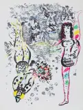 Marc Chagall, ZABAWA AKROBATÓW, litografia barwna, papier