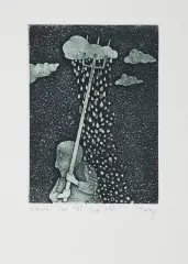 Stasys Eidrigevičius, NOWA WIEŚ – 35, 1983, akwaforta, akwatinta, papier