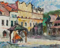 Franciszek Kmita, RYNEK W KAZIMIERZU DOLNYM, lata 80. XX w., olej, płótno