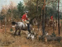 Alfred Wierusz-Kowalski, W CZASIE POLOWANIA, ok. 1880, olej, deska