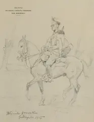 Wojciech Kossak, SZKIC GALICYJSKIEGO UŁANA, 1915, ołówek, papier naklejony na tekturkę