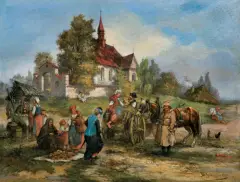 Tadeusz Rybkowski, NIEWYMOWNE SPOJRZENIA, 1878, olej, deska