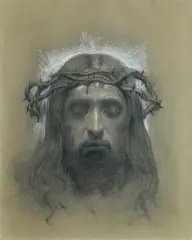 Józef Rapacki, CHRYSTUS W KORONIE CIERNIOWEJ, 1922, kredka, pastel, papier