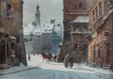 WIDOK WARSZAWSKIEJ STARÓWKI by Władysław Chmieliński, olej, płótno, sold Oct 2023