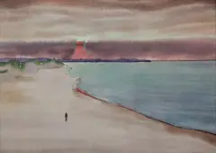 COPACABANA - PLAŻA by Rafał Malczewski, akwarela, ołówek, papier, sold Oct 2023