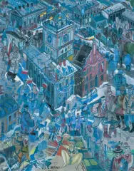 Edward Dwurnik, DZIERŻONIÓW, 1989, olej, płótno