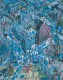 DZIERŻONIÓW by Edward Dwurnik, 1989, olej, płótno, sold Oct 2023