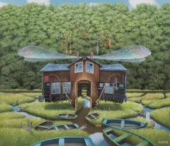 Jacek Yerka, RYBAKÓWKA, 2023, akryl, płótno
