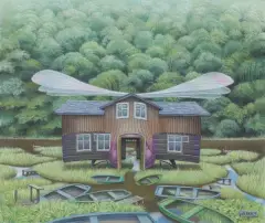 Jacek Yerka, RYBAKÓWKA, 2023, pastel, papier