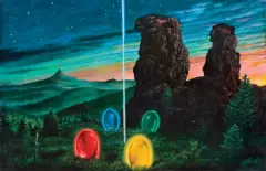 Henryk Waniek, SPRAWA NA WIECZORNYM ZAMKU, 1988, olej, płótno