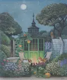Jacek Yerka, NOC NA DZIAŁCE, 2023, pastel, papier naklejony na tekturę