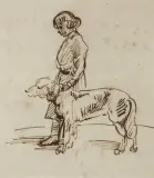 Piotr Michałowski, CHŁOPIEC Z PSEM, piórko, tusz, papier