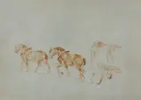 Piotr Michałowski, ZAPRZĘG KONNY, akwarela, papier