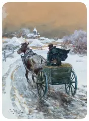 Jan Perdzynski, W DRODZE, 1895, akwarela, gwasz, papier
