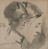 Jacek Malczewski, PORTRET CÓRKI JULII, ołówek, akwarela, papier