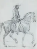 Piotr Michałowski, JEŹDZIEC NA KONIU, ołówek, papier