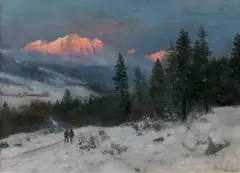 Anders Andersen-Lundby, PEJZAŻ ZIMOWY, olej, płótno