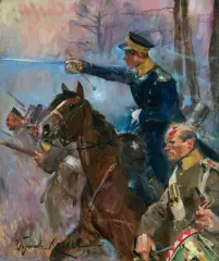Wojciech Kossak, OLSZYNKA GROCHOWSKA, 1928, olej, tektura