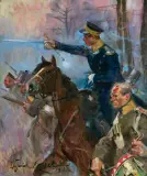 OLSZYNKA GROCHOWSKA by Wojciech Kossak, 1928, olej, tektura, sold Jun 2023