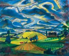 Zdzisław Cyankiewicz, PEJZAŻ, 1947, olej, karton