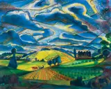 Zdzisław Cyankiewicz, PEJZAŻ, 1947, olej, karton