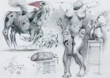 SZKICE DO OBRAZU DIVINA POLONIA by Franciszek Starowieyski, 1998, pastel, papier, sold Jun 2023