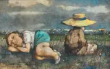 Jerzy Duda-Gracz, NADRZECZE – WIECZÓR, 1999, olej, płyta