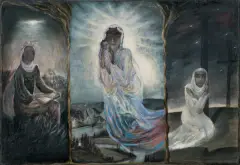 Maria Anto, TRYPTYK, 1982, olej, płótno