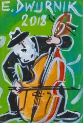 Edward Dwurnik, KONTRABASISTA, 2018, akryl, płótno