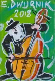 Edward Dwurnik, KONTRABASISTA, 2018, akryl, płótno