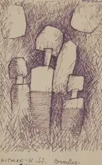 Witold-K, Z CYKLU "LUDZIE", 1967, flamaster, papier kratkowany