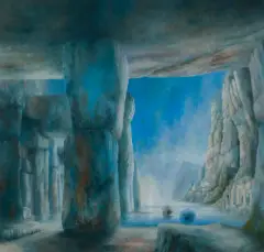 Andrzej Maląg, NEOLYTHIC BIFORIUM, 2023, olej, płyta