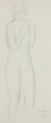 Jan Cybis, AKT STOJĄCY, 1939, ołówek, papier kremowy