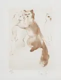 Léonor Fini, KOBIETA Z DWOMA KOTAMI, 1973, akwaforta, papier
