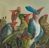 Stanisław Jerzy Suder, Z cyklu „Ptaki cudaki”, olej, płyta