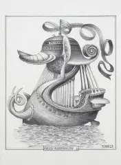 GĄSZCZ ALGEBRAICZNY – 2 by Jacek Yerka, 2023, ołówek, karton, sold Apr 2023