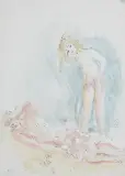 Maja (Maria) Berezowska, ONA I ON, akwarela, tusz pióro, papier