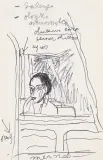 Józef Czapski, W AUTOBUSIE, flamaster, ołówek, papier z perforacją